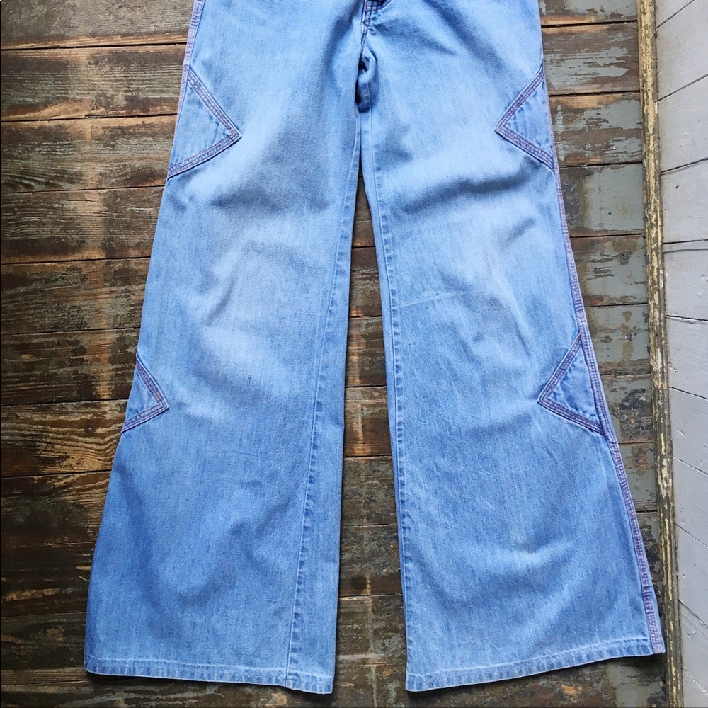 Vintage 70s Colave High Waisted Bell Jeans 23 - Picture 3 of 5